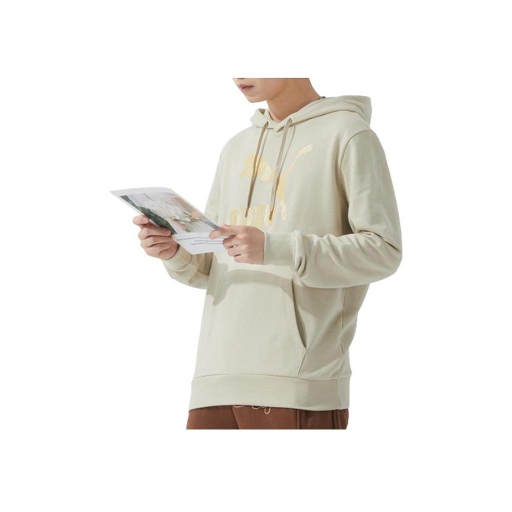 Puma Letter Logo Printed Hooded Casual Long Sleeve American Vintage Sweatshirt Unisex sweatshirt Gray Earth 625822-90