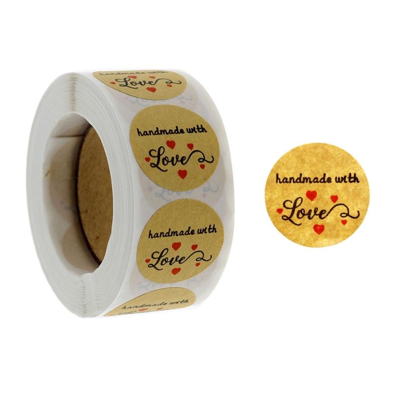 Handmade Sealing Stickers 500pcs/roll for Creative Love Heart Wrapping Decal for Home Festival Birthday Party Gift Packa