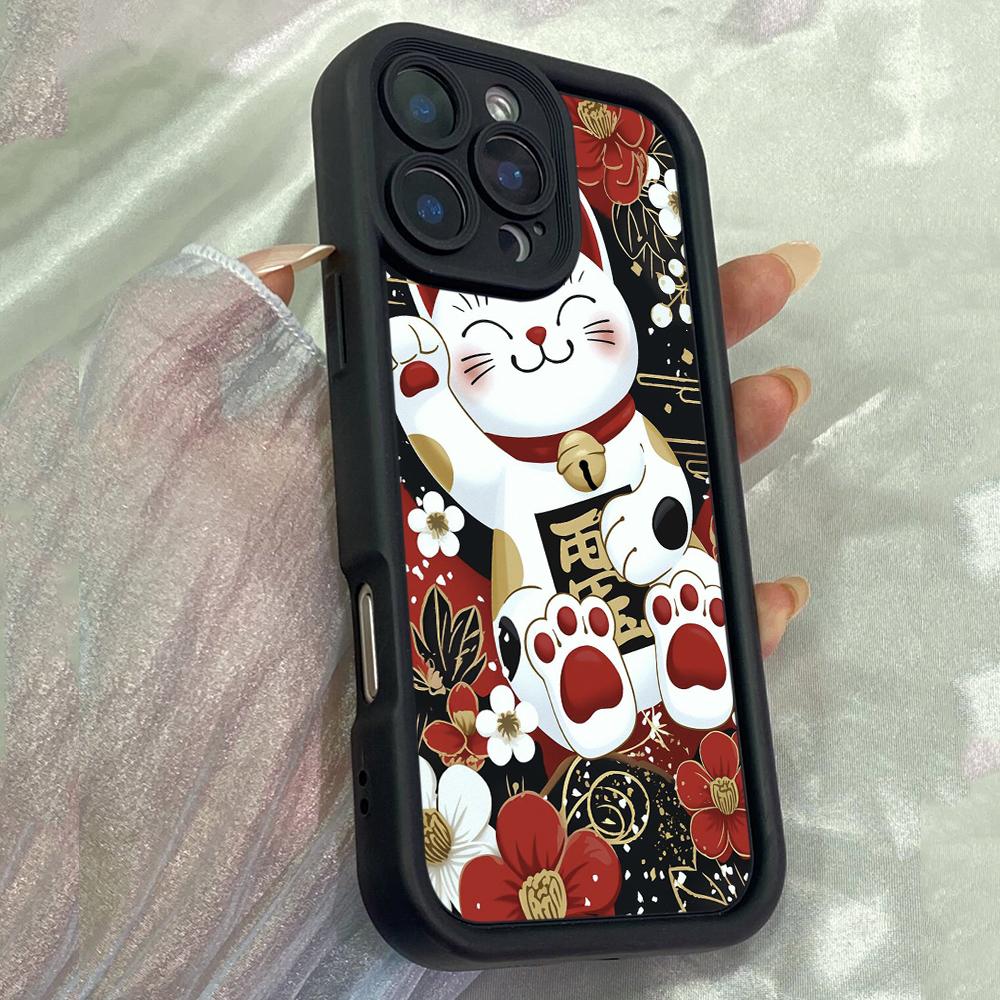 JT258 Gato Maneki Neco Lucky Cat for iPhone 17 16 15 14 13 Pro Max Samsung S26 S25 Ultra A17 A16 A07 A56 A36 Xiaomi 15T Redmi 15c Note 14 Soft Case