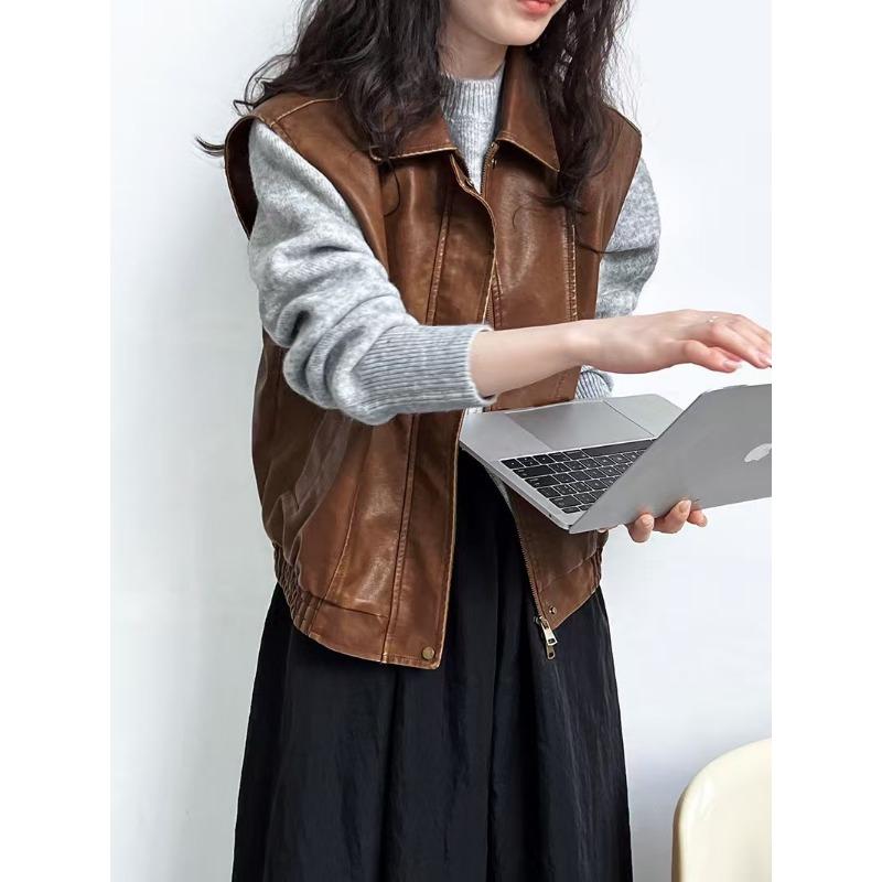 Autumn Round Neck Zipper Design Long Sleeved Knitted Sweater Loose Solid Color Casual Fashion Office Pullover Women Sweaters Female Clothing