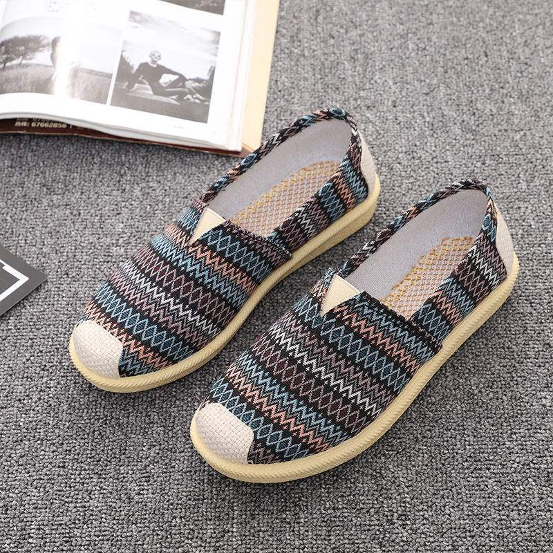 Stoffschuhe Frühling Ein-Pedal Faul Flachsohle Weichsohle Einzelne Schuhe Atmungsaktive Canvas-Schuhe Mutter