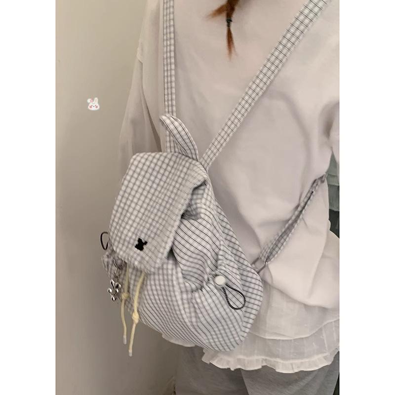 Customer plaid canvas mountaineering bag women's 2025 new trendy Korean college backpack casual women's backpack