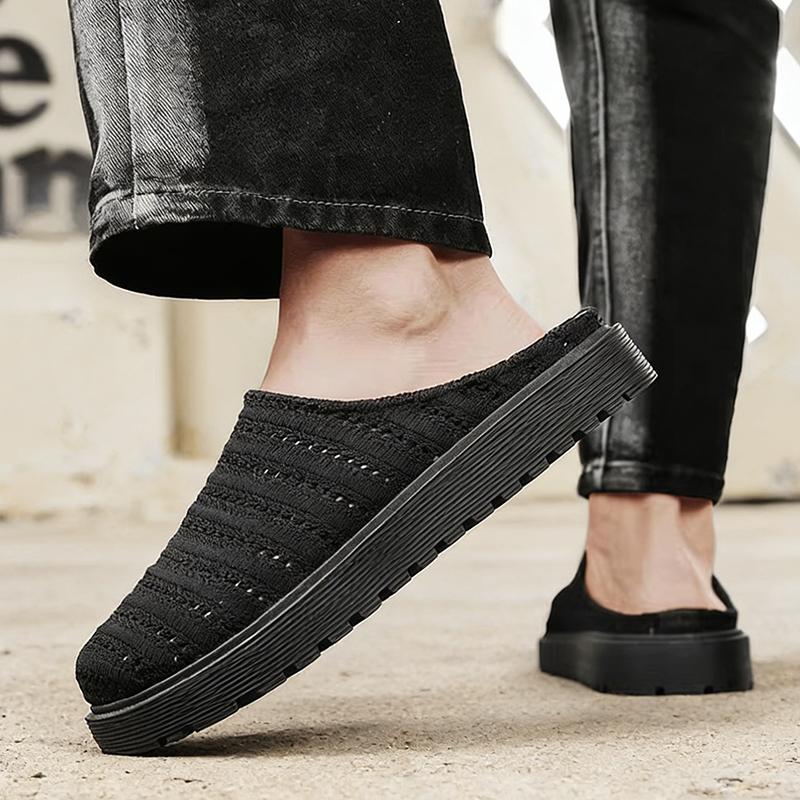 Men'S Casual Slip On Slippers Summer Soft-Sole Breathable Lightweight Outdoor Walking Shoes Fashion Youth Sports Half Slippers