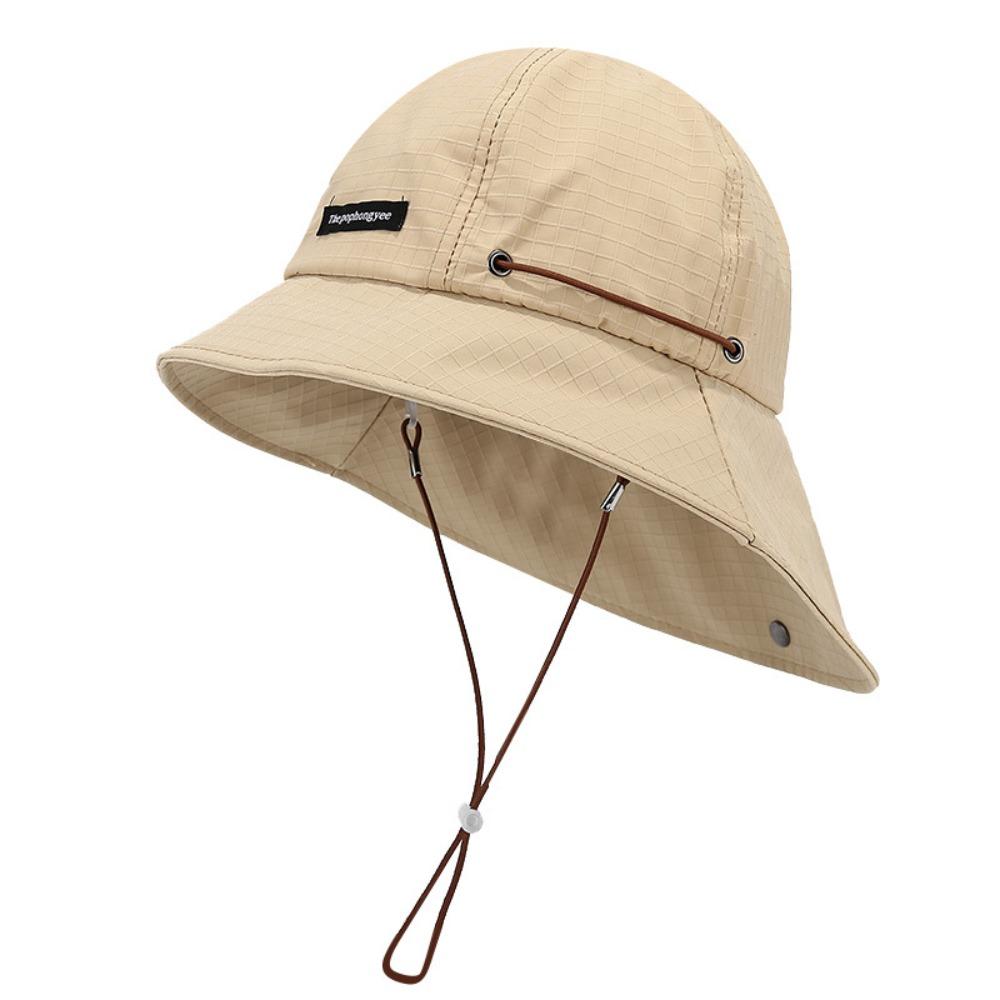 Solid Color Drawstring Fisherman Hat Quick-drying Hiking Hat Fashion Wide Brim Sun Hat  Camping