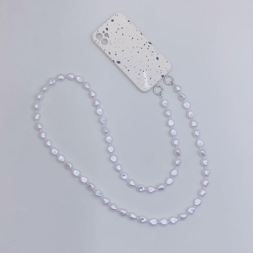 Japan and South Korea, the same Xiaohongshu INS special-shaped pearl acrylic bead fashion anti-lost hand carry diagonal span pendant mobile phone