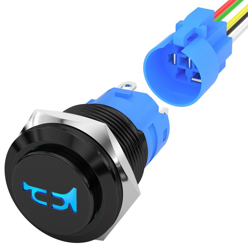 DaierTek 12V Horn Switch Horn Button Switch 12V 16MM Momentary Push Button Switch Speaker Horn Switch for Car Boat Motorcycle