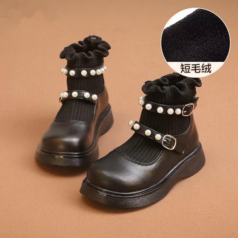 Girls socks boots 2025 autumn and winter new boots baby socks boots children single boots girls fleece short boots Martin boots
