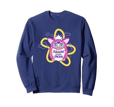 Furby Made In The 90's Bright Neon Retro Big Chest Logo Sweatshirt