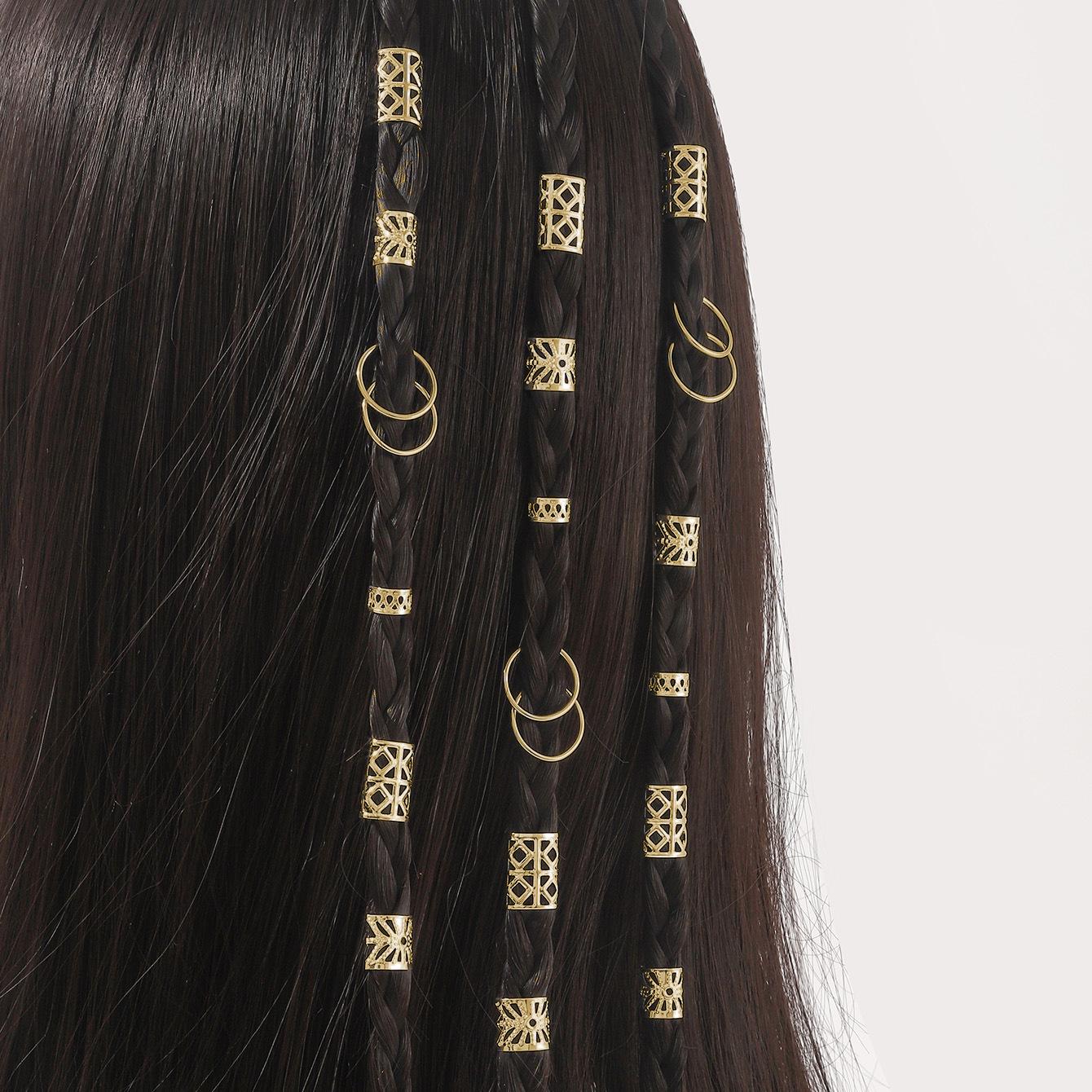 80Pcs Alloy Hollow Hair Rings Long Hair Decorative Clips Women Girls Hair Accessories Lock Hair Jewelry for Braids