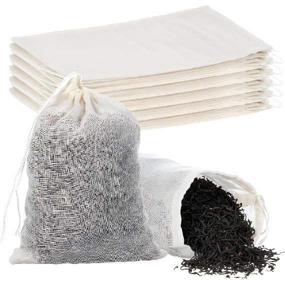 60 Pcs Spice Bags 4x3 Inch, Reble Muslin Bags with Drawstring, Cotton Empty Tea Bag With Drawstring for Loose Tea Cooking Straining Sachet Soup
