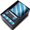 Cravatta Uomo Sposo Matrimonio Compleanno Regalo Per Ragazzi alla Moda Formale Casual Cravatta Asciugamano da Taschino Set Scatola Regalo