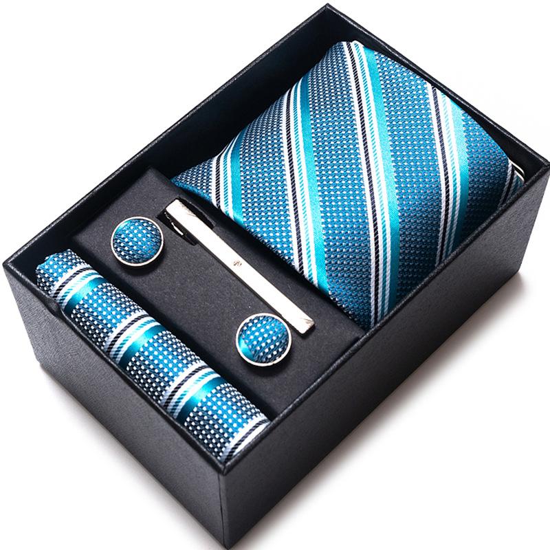 Cravatta Uomo Sposo Matrimonio Compleanno Regalo Per Ragazzi alla Moda Formale Casual Cravatta Asciugamano da Taschino Set Scatola Regalo