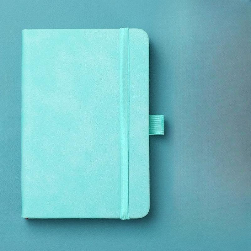 Creative Mini Pocket Notebook A6 Size Leather Cover Study Manual with Elastic Strap Liner Pages Office Supplies
