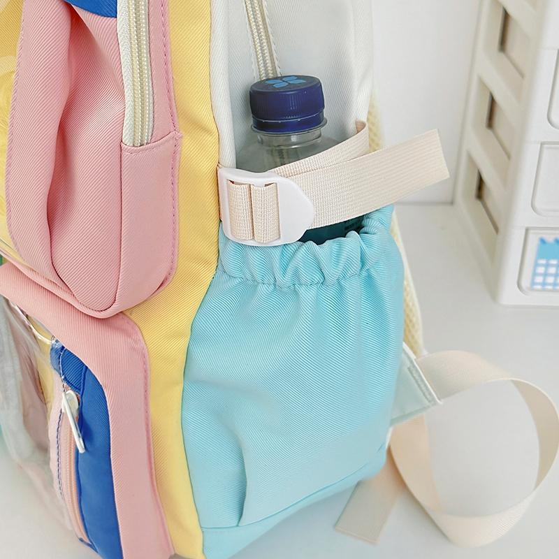 Color Block Student Schoolbag Multi-functional Large Capacity Backpack Lightweight Travel Backpack