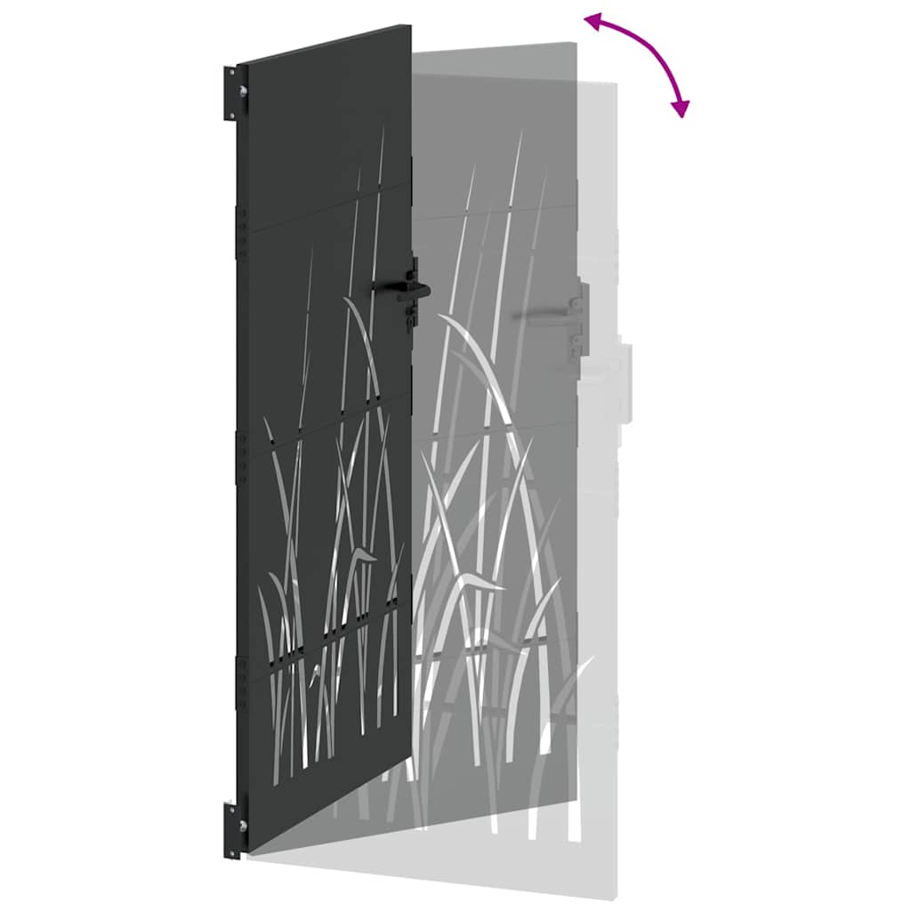 Garden Gate Black 85 X 200 Cm Powder Coated Steel