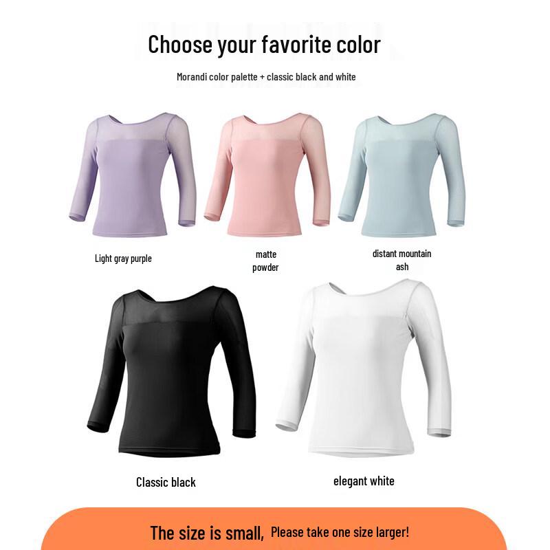 Women's Mesh Mid-Sleeve Ballet Dance Top