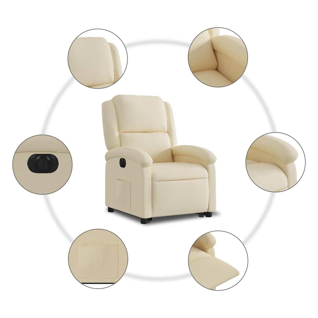 Vidaxl Aufstehsessel Massagesessel, Elektrisch, Verstellbar, Cremefarben