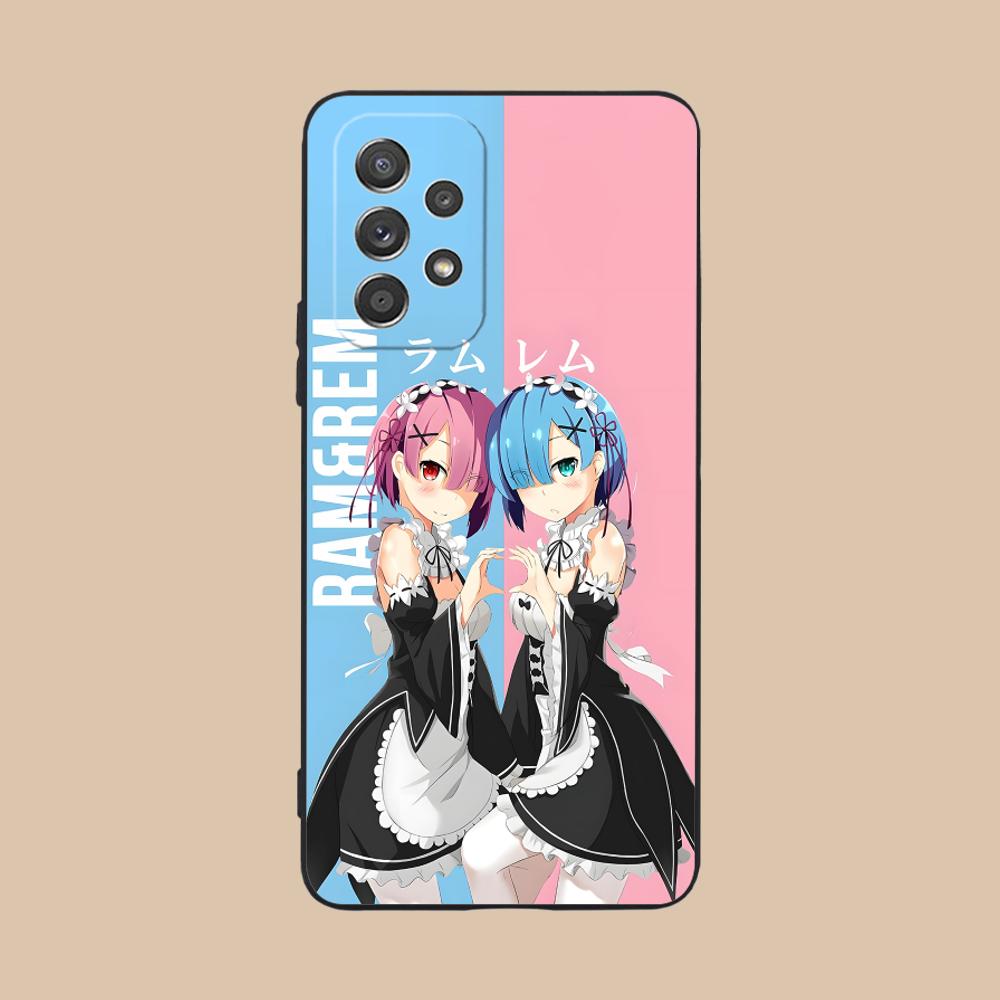 ReZero Rem Ram Matte TPU Mobile Phone Case for Samsung Galaxy M55 54 42 35 34 33 32 23 22 15 14 13 12 F55 5G Colorful Cover