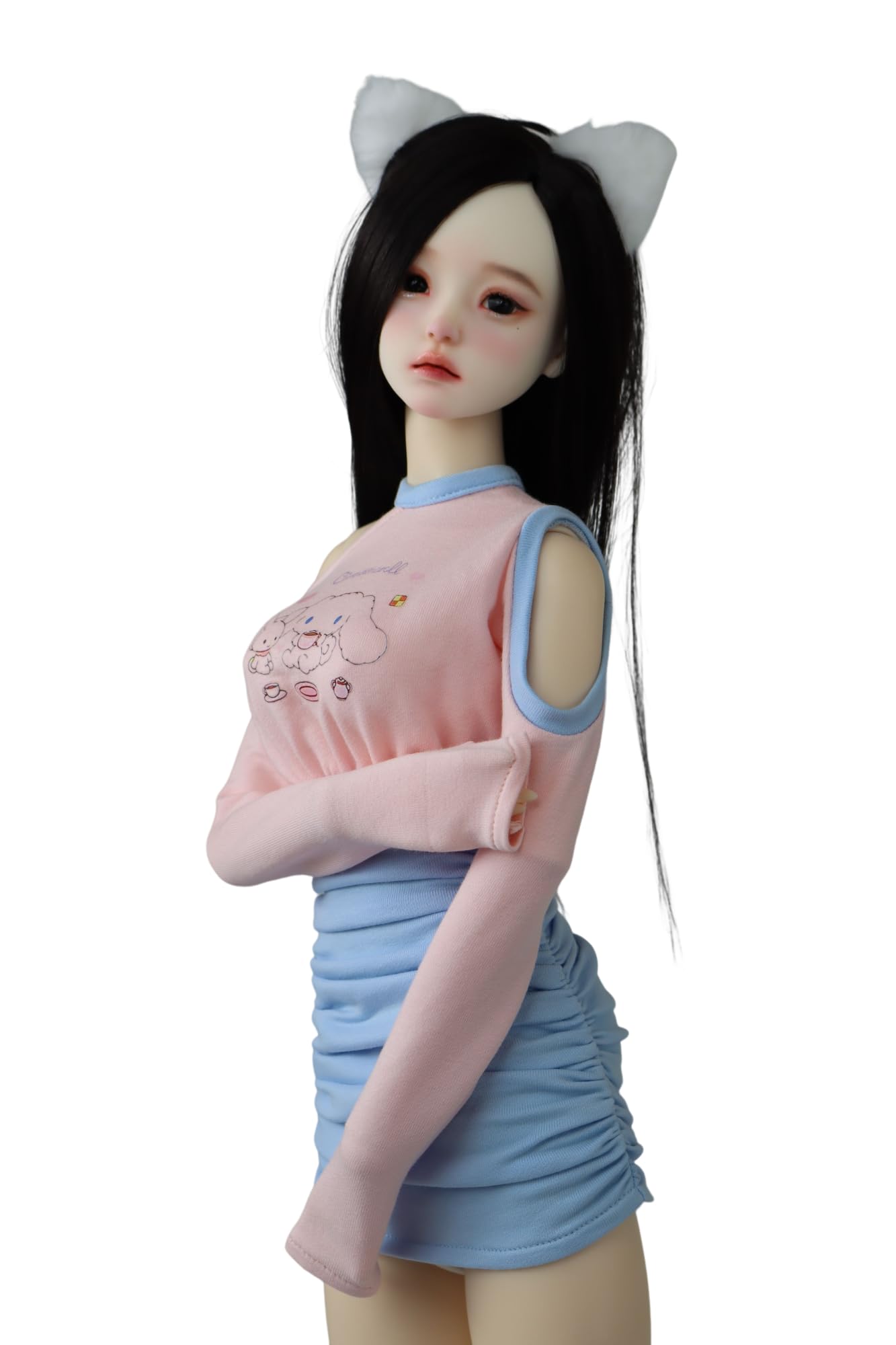 HAMRETHYPPZ Одежда для BJD Кукла BJD Милое Розово-Голубое Платье с Длинным Рукавом и Тело Не Розово-Голубое Набор для Детей 1/3 1/4 1/6, Платье-Юбка с Открытыми Плечами, Платье,