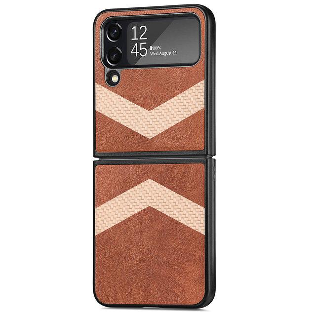 

Легкий складной кожаный чехол для мобильного телефона Samsung Galaxy Z Flip4 5g Flip 4, складной чехол с защитой от падения для Samsung Flip4 for Samsung Z Flip 4 коричневый