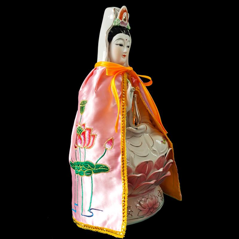 Only Cloak Zen Lotus Guanyin Buddha Statue Small Cloak Guanyin Bodhisattva Goddess Decor Embroidered Shawl Without Resin Buddha