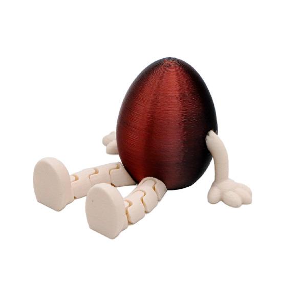 Easter Egg Figurine with Articulated Legs 3D Printed Movable Joints Rabbit Ear Egg Fidget Toy Holiday Party Decoration Ornament