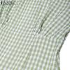 Women Casual Zanzea Round Neck Plaid Print Summer Short Sleeve Dress