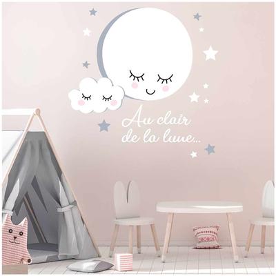 [Q8300] - Sheet of Stickers 'Messages' (In the Light of the Moon... - Moon - Cloud - Sleep) - 50x70 Cm