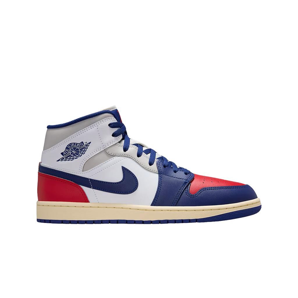 Sneakers Unisex Air Jordan 1 Mid Rare Air Bianco Blu Profondo-Reale Rosso-Universitario DQ8426-102