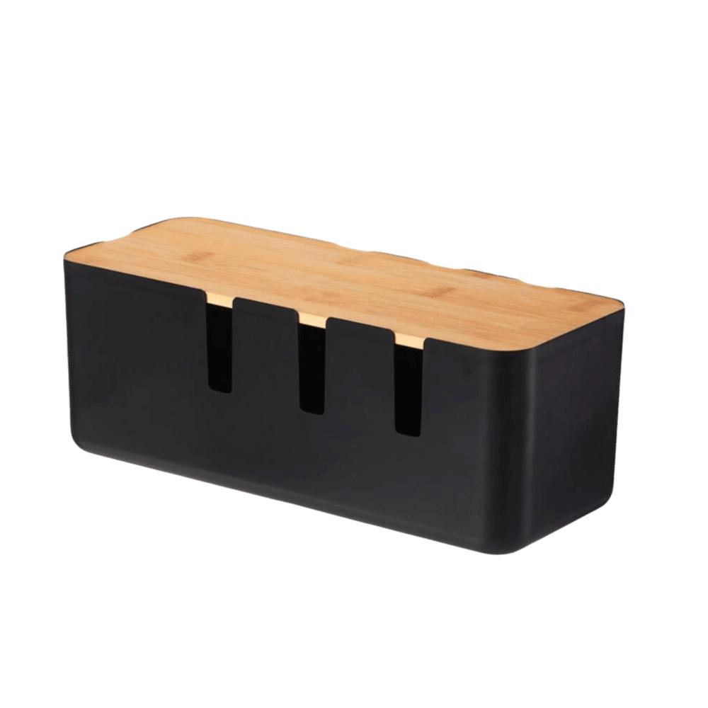 With Wooden Lid Desk Power Cable Box Storage Bin Power Wire Case Power Cord Case  Charger