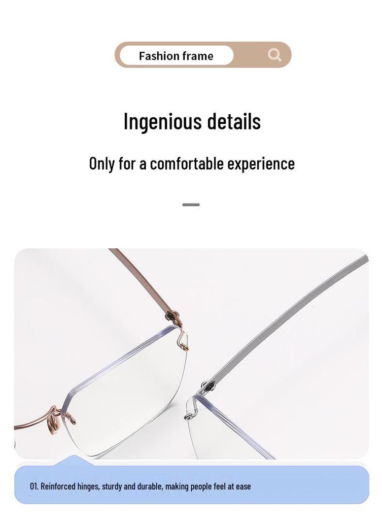 Men's Titanium Rimless Blue Light Blocking Glasses for Office and Business Use - Lightweight, Luxury, Fits Myopia Lenses, Unisex