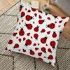 Federa per cuscino a coccinella double-face Vikama: Bianco Solido Con Stampa Rossa E Nera, Copertura Decorativa Morbida