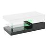 Moderner Couchtisch mit LED-Umgebungsbeleuchtung, APP- und Bluetooth-Steuerung, Glasablage & Hochglanzoberfläche, schwarz-weißes Design, 90x45x35,5 cm