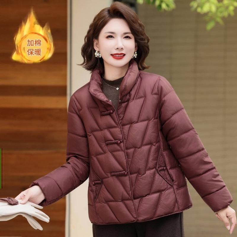 

New style cotton-padded clothes women s short stand-up collar small cotton-padded clothes autumn and winter cotton-padded jackets 5XL [Recommended 150-80 kg]