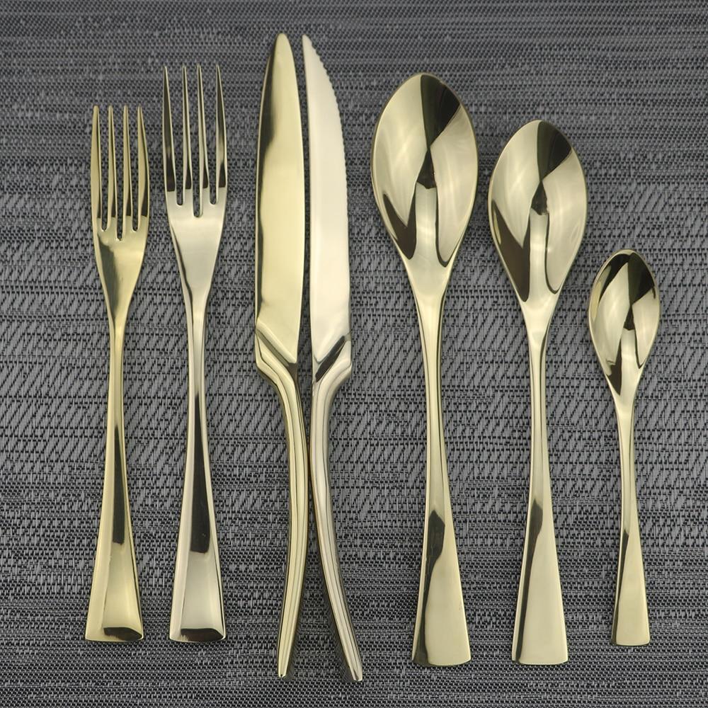 

7 шт., набор посуды для ресторана, нож, вилка, ложка, набор кухонной посуды, нержавеющая сталь 304, металлические столовые приборы, аксессуары для ресторана шампанского