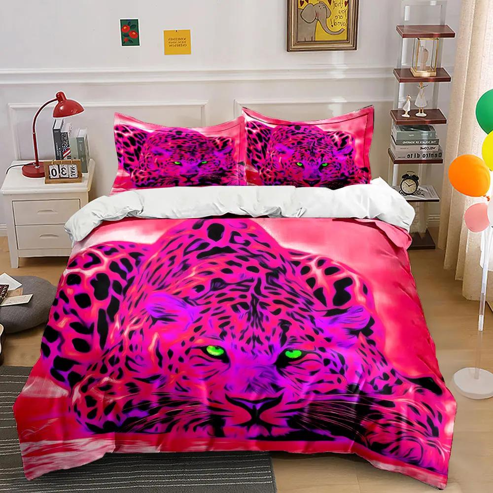 "Leopard Art Decor Set for Living" Soft Comfortable Duvet Cover Bedding Set Included 1*Duvet Cover & 2*Pillowcases, gift