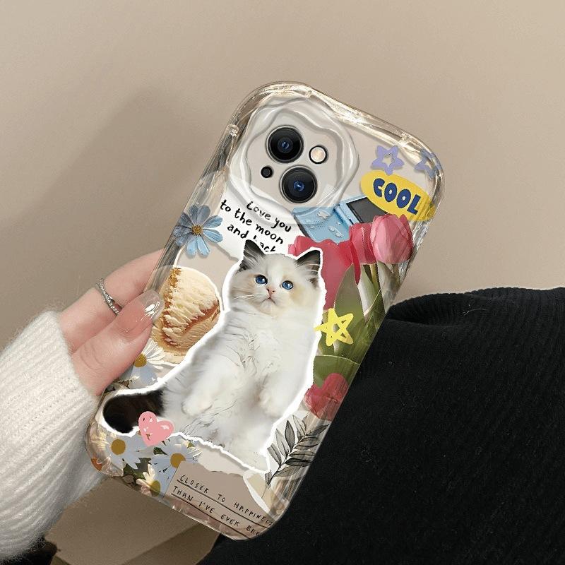 Applicable To Apple 15promax Mobile Phone Case, New Iphone14 Cream Pattern 13pro Wave Cartoon Silicone Case