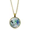 Blue Hummingbird Time Women's Versatile Decorative Glass Retro Jewelry Pendant Necklace
