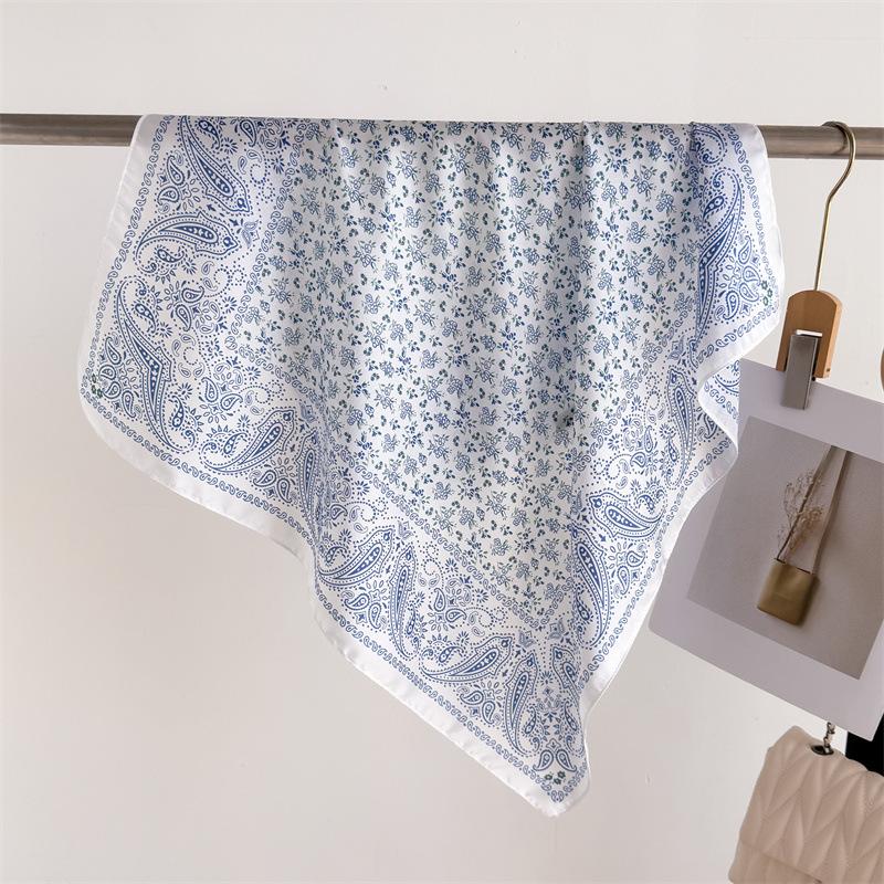 Luxury Brand  Chain Print Square Silk Scarf for Women Hijab Hair Bands 70cm Neckerchief Female Satin Shawl Ribbon Headband