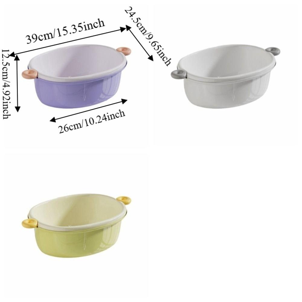 Double-Layer Vegetable Washing Basin Large Capacity Plastic Vegetable Rinsing Basket Thickened Dustproof Drainer Basket Kitchen
