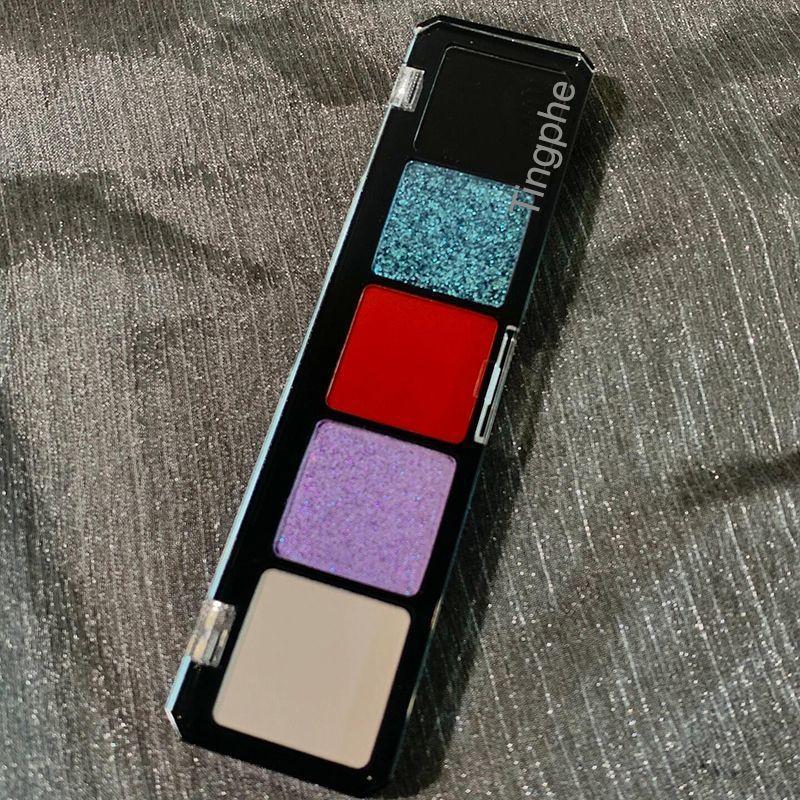 Gothic Style Black and Red Five-color Eyeshadow Palette Pearl Burst Flash Cool Dark System Cos Smoky Gray and Blue Eyeshadow Palette