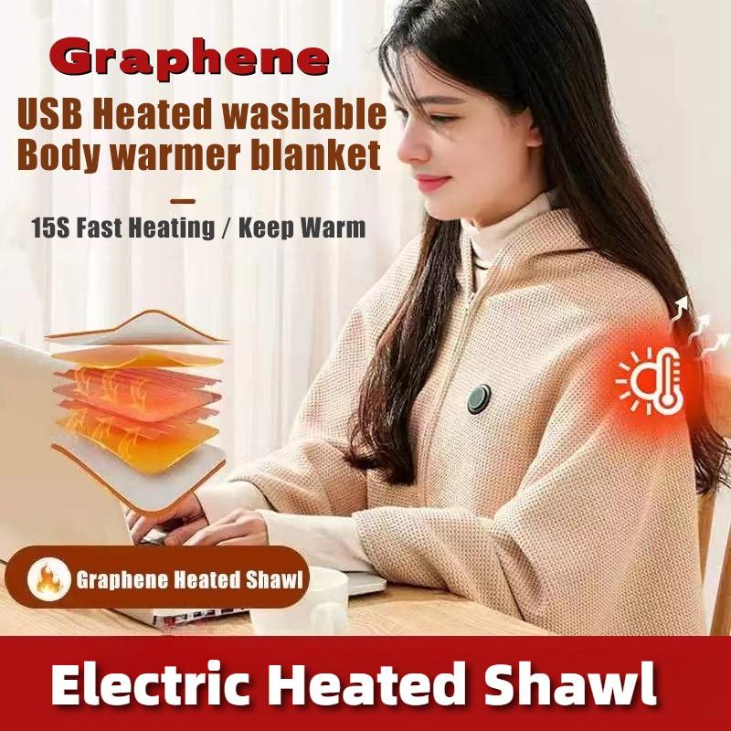 Home Office Travel Heated Shawl Portable Keep Warm USB Heated Graphene Warming Blanket Soft Warming Electric Blanket