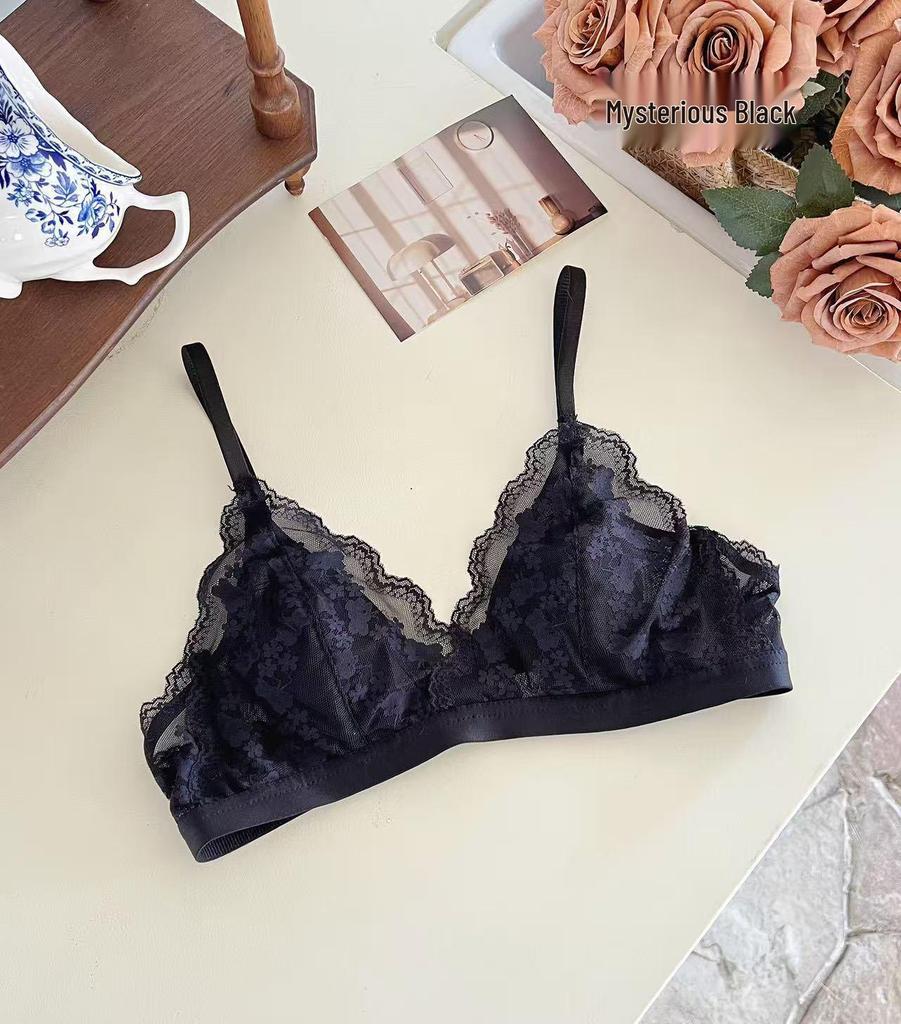 French Lace Push-Up Bra for Small Busts - Sexy, No-Gap Ultra-Thin Triangle Cup