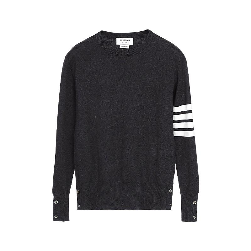 TB BROWIN Wool Four-Bar Round Neck Sweater