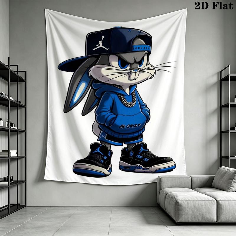 Bugs Bunny Wall Tapestry Aesthetic Wall Hanging Printed Fabric Blanket Decorative Tapestries for Bedroom Living Room Home Decor
