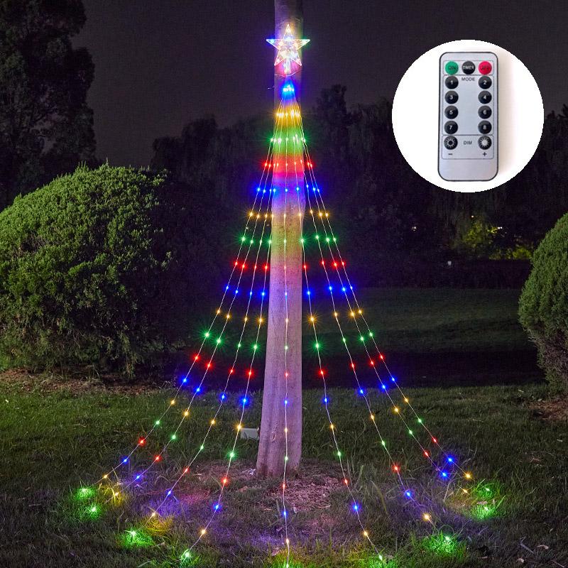 

Светодиодная рождественская елка световое шоу гирлянда водопад звезда огни на открытом воздухе красочные многоцветные для сада дворы свадьба вечеринка ЕС вилка