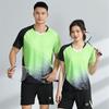 Unisex Badminton Sport Set Short Sleeve Top Shorts Men Women Kids Athletic Wear