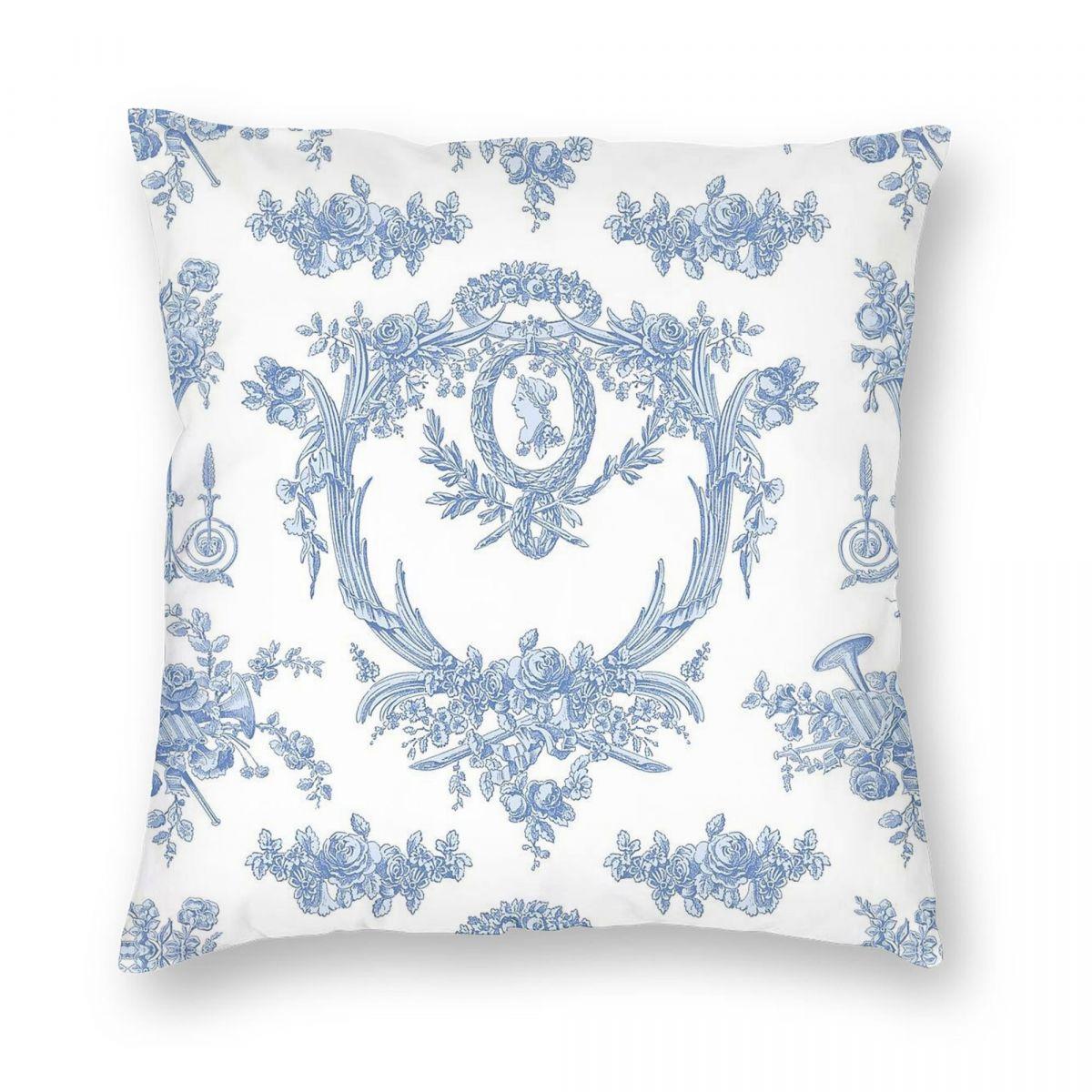 

Marie Toile Blueberry Square Pillowcase Polyester Linen Velvet Pattern Zip Decorative Sofa Cushion Case 18 30x30cm 12x12in