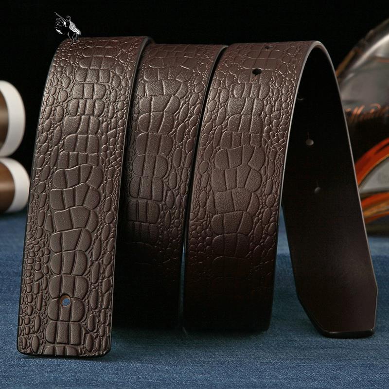 Men's Leather Belt Without Head, Smooth Buckle, Perforated Headless Belt, Leather Without Buckle, Men's Genuine Cowhide Buckleless Belt