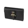 COACH Kleo Casual Travel Buckle Flap Sandwich Leather Clutch Wallet Small Women's Black